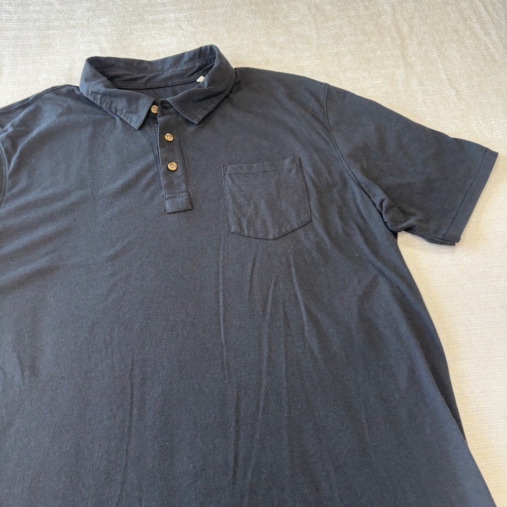 prAna Mens Prospect Polo Shirt Black Organic Cotton Blend Large M11181339